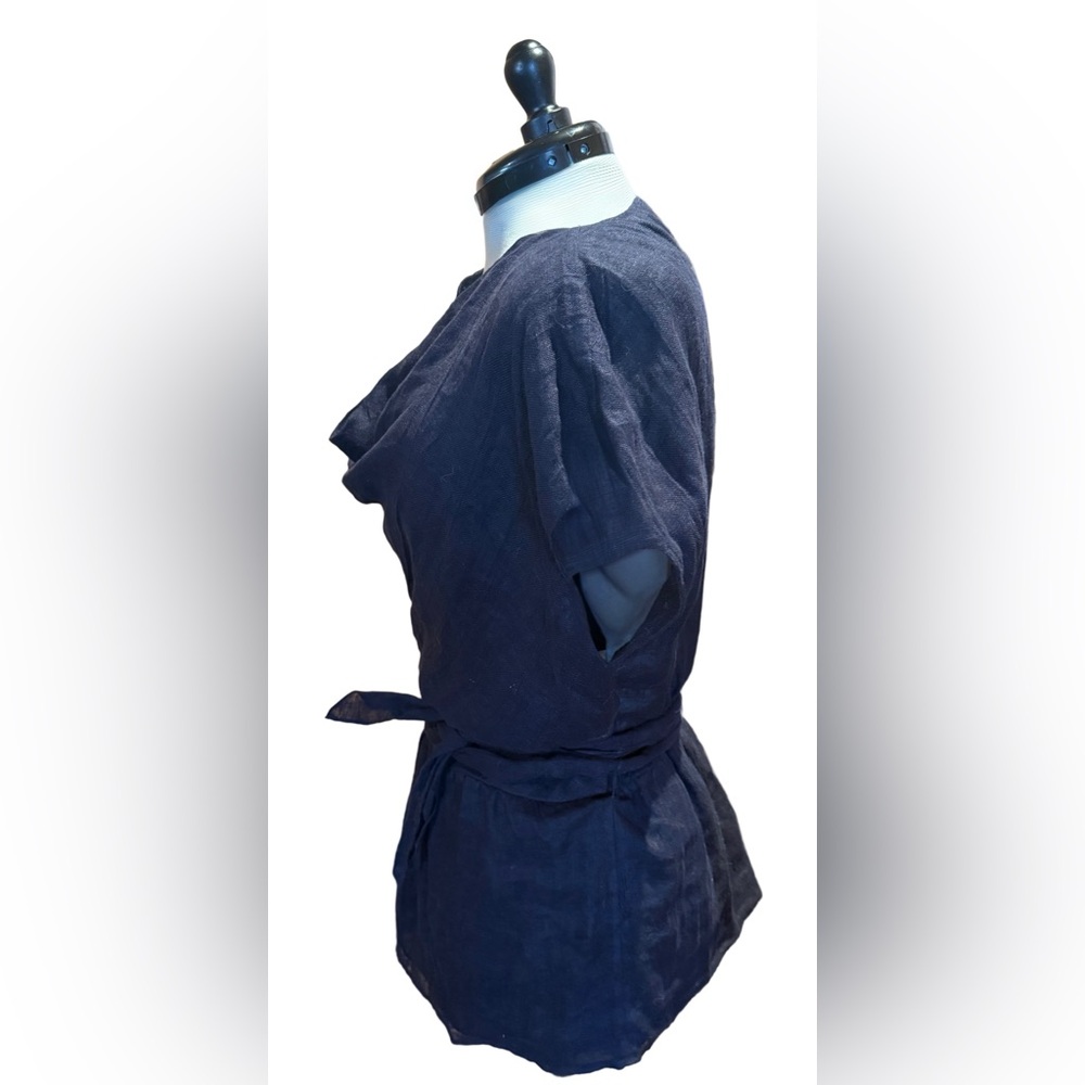 Lafayette 148 New York Deep Midnight Navy Blue 100% Italian Linen - Size 14 - Picture 4 of 11
